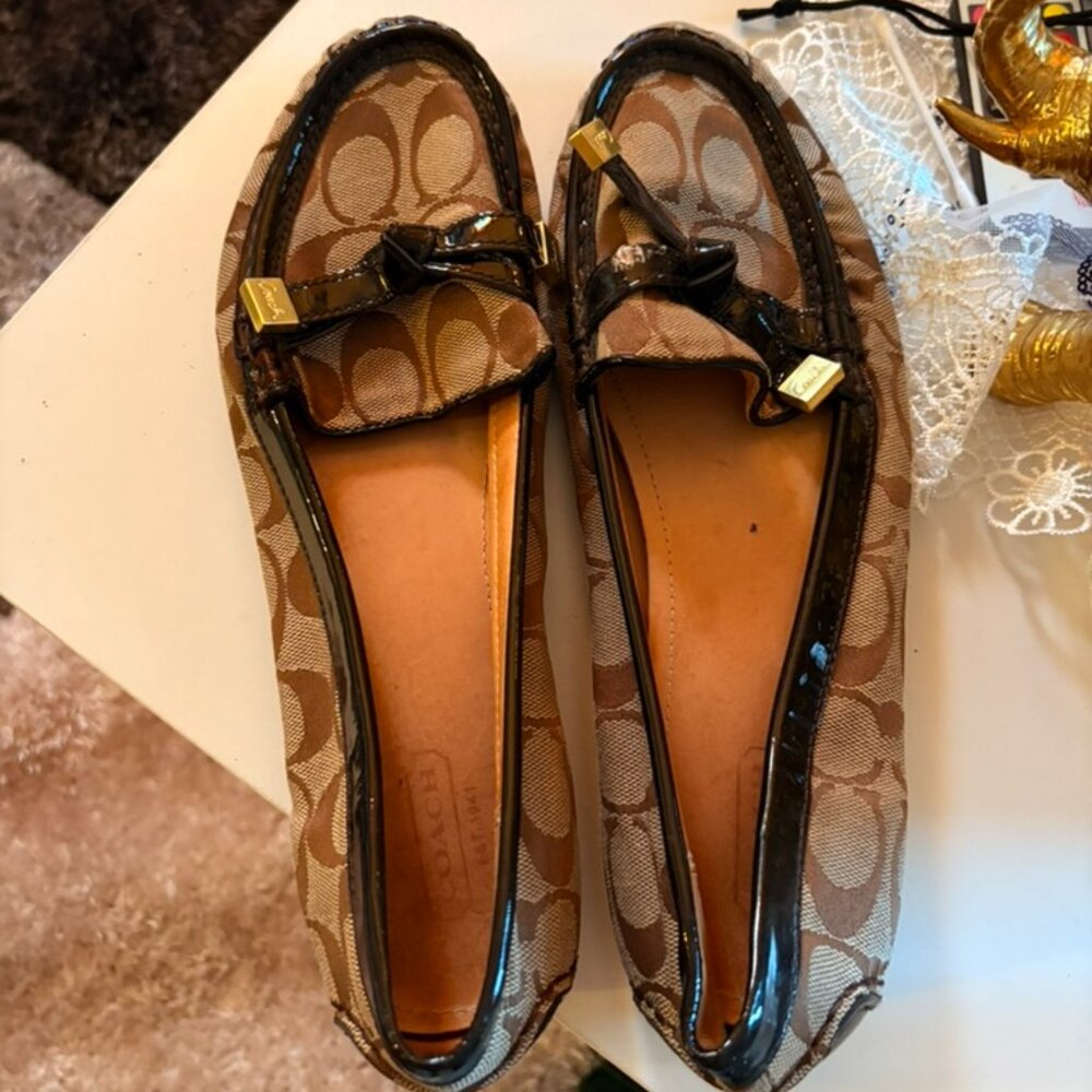 Coach | Signature Brown Loafers | Gold Accents